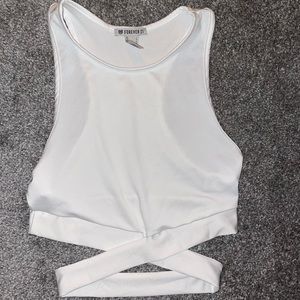 White S razor back Crisscross tank top